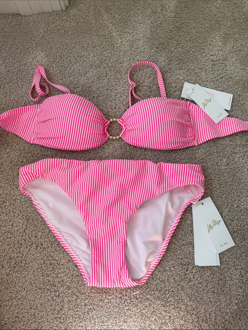 NWT Lilly Pulitzer Hot Pink Seersucker Bikini size 4